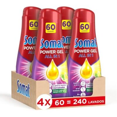 Somat Power Gel Todo en 1 para Lavavajillas Lima Limón (240 Lavados), Detergente para Lavavajillas con Limpieza Potente, Para una Vajilla Perfectamente Limpia Incluso en Programas Eco y Ciclos Cortos Somat Power Gel Todo en 1 para Lavavajillas Lima Limón (240 Lavados), Detergente para Lavavajillas con Limpieza Potente, Para una Vajilla Perfectamente Limpia Incluso en Programas Eco y Ciclos Cortos