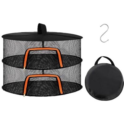 Relaxdays Plegable de Secado para Hierbas, Frutas, Verduras y Pescado, 2 Niveles, 40x60x60 cm, Naranja/Negro Relaxdays Plegable de Secado para Hierbas, Frutas, Verduras y Pescado, 2 Niveles, 40x60x60 cm, Naranja/Negro