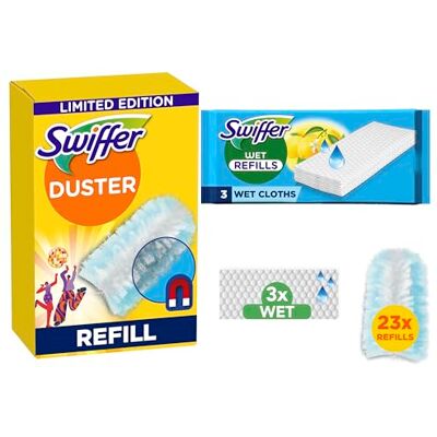 Swiffer Duster Plumífero atrapa Polvo, 23 edredones + 3 fregasuelos Swiffer Duster Plumífero atrapa Polvo, 23 edredones + 3 fregasuelos