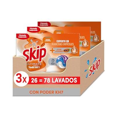 Skip Ultimate Detergente en Cápsulas para la ropa Poder KH7, 3 x 26 lavados Skip Ultimate Detergente en Cápsulas para la ropa Poder KH7, 3 x 26 lavados