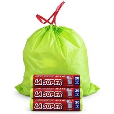 Genérico Bolsas de basura 30L Autocierre La Super (60 bolsas)-Pack 3 rollos verde, Tricapa Resistente, Perfumadas y anti-goteo 55x60 cm Para cubo Doméstico, Baños, oficinas y Cocinas (PLUS-AE-30L) Genérico Bolsas de basura 30L Autocierre La Super (60 bolsas)-Pack 3 rollos verde, Tricapa Resistente, Perfumadas y anti-goteo 55x60 cm Para cubo Doméstico, Baños, oficinas y Cocinas (PLUS-AE-30L)