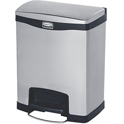 Rubbermaid Commercial Products Slim Jim Contenedor con pedal frontal, metal, capacidad de 30 l, negro Rubbermaid Commercial Products Slim Jim Contenedor con pedal frontal, metal, capacidad de 30 l, negro