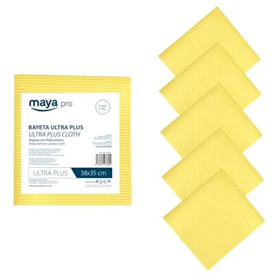 Maya Bayetas de Microfibra 38x35 cm Pack de 5 Paños Ultra Plus Antibacterias y Antical para Limpieza de Cocina, Cristales y Acero Inoxidable sin Rayas (Amarillo) Maya Bayetas de Microfibra 38x35 cm Pack de 5 Paños Ultra Plus Antibacterias y Antical para Limpieza de Cocina, Cristales y Acero Inoxidable sin Rayas (Amarillo)
