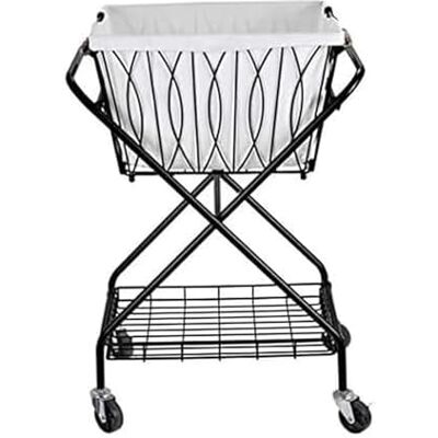 Artesa Verona Carrito plegable para la colada con cesta, color negro Artesa Verona Carrito plegable para la colada con cesta, color negro