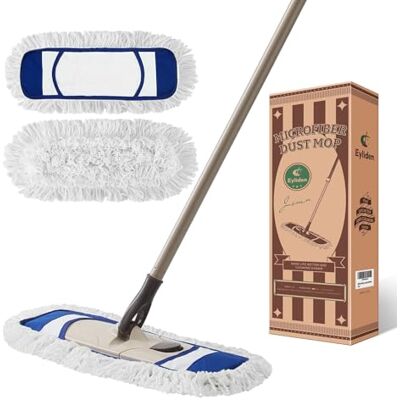 Eyliden Trapeador de polvo, mopas de microfibra para limpieza de suelos, con mango ajustable en altura y 2 almohadillas lavables, mopa de limpieza de suelos húmedos y secos para madera dura, azulejos, Eyliden Trapeador de polvo, mopas de microfibra para limpieza de suelos, con mango ajustable en altura y 2 almohadillas lavables, mopa de limpieza de suelos húmedos y secos para madera dura, azulejos,