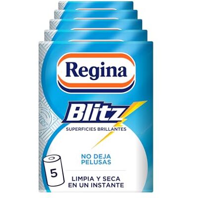 Regina Blitz Papel de Cocina 5 Rollos 100 Maxi-Hojas de 3 Capas Ideal para Limpiar Superficies Domésticas Sin Pelusas Embalaje de Papel Reciclable Regina Blitz Papel de Cocina 5 Rollos 100 Maxi-Hojas de 3 Capas Ideal para Limpiar Superficies Domésticas Sin Pelusas Embalaje de Papel Reciclable