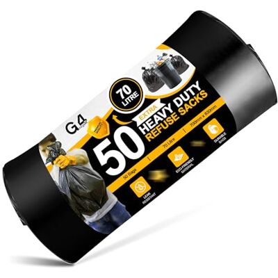 G4GADGET Bolsas de basura negras de 70 L (50 bolsas) – Bolsas de basura Bolsas de basura para el hogar, cocina, jardín y oficina Bolsas de basura resistentes al desgarro Sacos de basura extra G4GADGET Bolsas de basura negras de 70 L (50 bolsas) – Bolsas de basura Bolsas de basura para el hogar, cocina, jardín y oficina Bolsas de basura resistentes al desgarro Sacos de basura extra