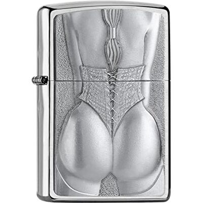 Zippo Encendedor a Prueba de Viento Girl with Corset Acabado Cromo Cepillado Recargable Reutilizable Diseño a Prueba de Viento Caja de Regalo Hecho en EEUU Zippo Encendedor a Prueba de Viento Girl with Corset Acabado Cromo Cepillado Recargable Reutilizable Diseño a Prueba de Viento Caja de Regalo Hecho en EEUU