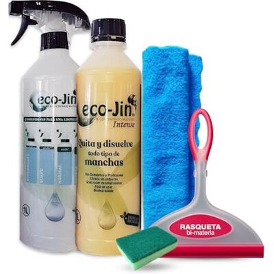 ECO-JIN Pack INTENSE Difusor Rasqueta Limpia Cristales Bayeta Microfibra Estropajo Con Esponja Limpiador Multiusos ECO-JIN Pack INTENSE Difusor Rasqueta Limpia Cristales Bayeta Microfibra Estropajo Con Esponja Limpiador Multiusos