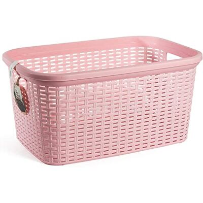 AC Cesta Colada Rectangular de plástico Fabricado en España Capidad de 35 litros Estilo Mimbre 53,5 x 36 x 26,5 cm Color Rosa Pastel AC Cesta Colada Rectangular de plástico Fabricado en España Capidad de 35 litros Estilo Mimbre 53,5 x 36 x 26,5 cm Color Rosa Pastel