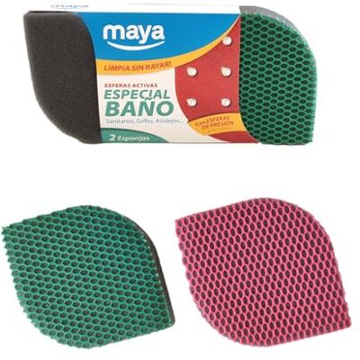 Maya Pack de 2 Estropajos de Baño para Limpieza de Sanitarios, Grifos y Azulejos sin Dejar Rayas 12x8,5x2,5 cm Esponjas Lavables en Lavavajillas y Lavadora (EVO, Rosa/Verde) Maya Pack de 2 Estropajos de Baño para Limpieza de Sanitarios, Grifos y Azulejos sin Dejar Rayas 12x8,5x2,5 cm Esponjas Lavables en Lavavajillas y Lavadora (EVO, Rosa/Verde)