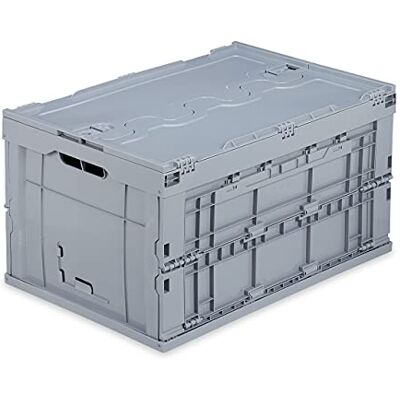 Relaxdays Professional Storage Box, Sturdy, Commercial Crate, Plastic, Lidded, 32.5x58x39.5cm, Grey Relaxdays Professional Storage Box, Sturdy, Commercial Crate, Plastic, Lidded, 32.5x58x39.5cm, Grey