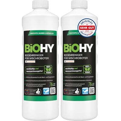 BIOHY Limpia suelos para robots de limpieza con aroma a naranja (2 botellas de 1 litro) Concentrado de limpieza para todos los robots de limpieza Sin espuma y sin rayas Concentrado sostenible BIOHY Limpia suelos para robots de limpieza con aroma a naranja (2 botellas de 1 litro) Concentrado de limpieza para todos los robots de limpieza Sin espuma y sin rayas Concentrado sostenible