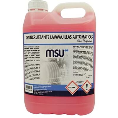 MSU Limpiador Desincrustante para Lavavajillas Automáticas Elimina Incrustaciones de Cal Ideal para Túneles Lavado y Circuitos Renueva Vajilla y Griferías Envase 5 litros MSU Limpiador Desincrustante para Lavavajillas Automáticas Elimina Incrustaciones de Cal Ideal para Túneles Lavado y Circuitos Renueva Vajilla y Griferías Envase 5 litros