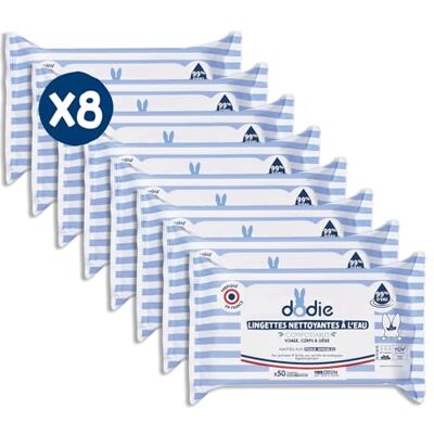 Dodie Lote de 8 paquetes de toallitas compostables al agua (50 unidades) Dodie Lote de 8 paquetes de toallitas compostables al agua (50 unidades)