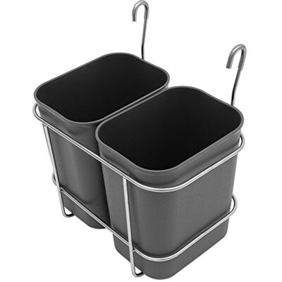 SARO AB 2 Cubos de basura para carrito de servicio, 2 de 8 l, colgante de acero inoxidable, de plástico, compacto y fácil de limpiar SARO AB 2 Cubos de basura para carrito de servicio, 2 de 8 l, colgante de acero inoxidable, de plástico, compacto y fácil de limpiar