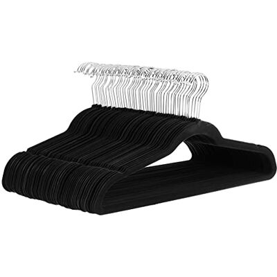 Perchas de ropa Amazon Basics - 50 uds, Forro de fieltro, Delgado - Organizador de ropa Perchas de ropa Amazon Basics - 50 uds, Forro de fieltro, Delgado - Organizador de ropa