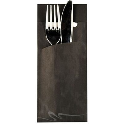 PAPSTAR Bolsillos para Cubiertos, Negro, 20x8,5cm PAPSTAR Bolsillos para Cubiertos, Negro, 20x8,5cm
