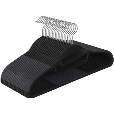 Relaxdays Juego de 20 Perchas Antideslizantes, con Barra, Abertura en U, Soporte para Corbatas, Color Negro, 90% Plástico, 22.5 x 41.5 x 0.5 cm Relaxdays Juego de 20 Perchas Antideslizantes, con Barra, Abertura en U, Soporte para Corbatas, Color Negro, 90% Plástico, 22.5 x 41.5 x 0.5 cm