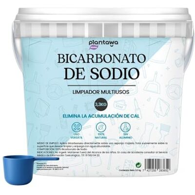 PLANTAWA Bicarbonato de Sodio 3,3kg Limpieza Profunda de Cocina, Baño y Superficies Polvo Multiusos de Alta Solubilidad Bicarbonato Sódico Puro Baking Soda Limpieza PLANTAWA Bicarbonato de Sodio 3,3kg Limpieza Profunda de Cocina, Baño y Superficies Polvo Multiusos de Alta Solubilidad Bicarbonato Sódico Puro Baking Soda Limpieza