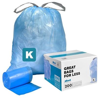 Plasticplace Custom Fit Trash Bags, Compatible with simplehuman Code K (100 Count) Tinted Blue Drawstring Garbage Liners 10 Gallon / 38 Liters, 24" x 28 Plasticplace Custom Fit Trash Bags, Compatible with simplehuman Code K (100 Count) Tinted Blue Drawstring Garbage Liners 10 Gallon / 38 Liters, 24" x 28