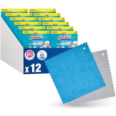 Spontex X’tra Brilliant Paños de Microfibra para Limpiar Paños Reutilizables para Limpieza y Pulido Lavables a Máquina 12 x 2 Unidades (24 en Total) Spontex X’tra Brilliant Paños de Microfibra para Limpiar Paños Reutilizables para Limpieza y Pulido Lavables a Máquina 12 x 2 Unidades (24 en Total)