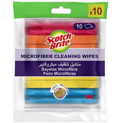 Scotch-Brite Bayetas de Microfibra de Limpieza Básica, Colores Variados, Pack de 10 Scotch-Brite Bayetas de Microfibra de Limpieza Básica, Colores Variados, Pack de 10