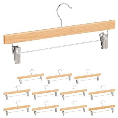 Relaxdays Pack de 12 Perchas de Pantalones y Faldas con Pinzas, Clips con Goma, Madera y Hierro, 35,5cm Relaxdays Pack de 12 Perchas de Pantalones y Faldas con Pinzas, Clips con Goma, Madera y Hierro, 35,5cm