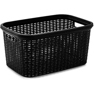 AC Cesta Colada Rectangular de plástico Fabricado en España Capidad de 35 litros Estilo Mimbre 53,5 x 36 x 26,5 cm Color Negro AC Cesta Colada Rectangular de plástico Fabricado en España Capidad de 35 litros Estilo Mimbre 53,5 x 36 x 26,5 cm Color Negro