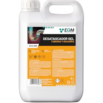 EQM SOLUCIONES QUIMICAS EQM Desatascador Profesional de Tuberías 5L Gel Concentrado para Atascos Difíciles Acción Rápida y Profunda Eficaz en Fregaderos, Lavabos y Desagües del Hogar EQM SOLUCIONES QUIMICAS EQM Desatascador Profesional de Tuberías 5L Gel Concentrado para Atascos Difíciles Acción Rápida y Profunda Eficaz en Fregaderos, Lavabos y Desagües del Hogar