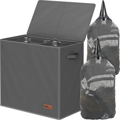 Simple Houseware Cesto para la Colada Doble con Tapa y Bolsas para la Colada extraíbles, Gris Oscuro Simple Houseware Cesto para la Colada Doble con Tapa y Bolsas para la Colada extraíbles, Gris Oscuro