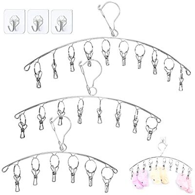 BEEK 3 3 Unidades de Calcetines de Acero Inoxidable a Prueba de Viento, Perchas para Calcetines Ropa Interior Toallas Plantillas de Zapatos BEEK 3 3 Unidades de Calcetines de Acero Inoxidable a Prueba de Viento, Perchas para Calcetines Ropa Interior Toallas Plantillas de Zapatos