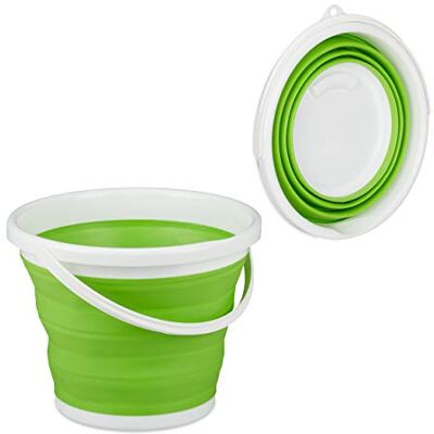Relaxdays Cubo Plegable Camping, Casa, Coche, Agua, Fregar, Cocina, Barreño, Festival, PP-TPE, 1 Ud., 10 litros, Verde Relaxdays Cubo Plegable Camping, Casa, Coche, Agua, Fregar, Cocina, Barreño, Festival, PP-TPE, 1 Ud., 10 litros, Verde