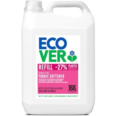 Ecover Suavizante de relleno, proporciona un lavado suave y suave, aroma a flor de manzana y almendra, 200 lavados, 1 x 5 l Ecover Suavizante de relleno, proporciona un lavado suave y suave, aroma a flor de manzana y almendra, 200 lavados, 1 x 5 l