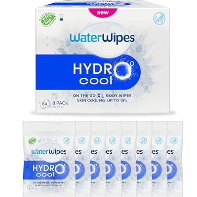 WaterWipes HydroCool Toallitas Refrescantes XL, Paños Corporales para Enfriamiento Instantáneo, Control de Olor y Sudor, Ideales para Gimnasio, Viajes y Aire Libre, 64 unidades (8 paquete) WaterWipes HydroCool Toallitas Refrescantes XL, Paños Corporales para Enfriamiento Instantáneo, Control de Olor y Sudor, Ideales para Gimnasio, Viajes y Aire Libre, 64 unidades (8 paquete)