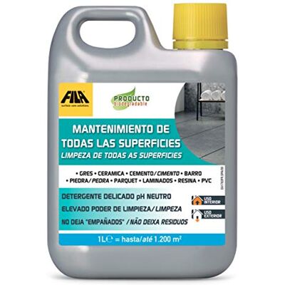 FILA Surface Care Solutions MANTENIMIENTO DE LAS SUPERFICIES, Limpiador de Suelos Concentrado con pH Neutro Ideal para todos tipos de pavimentos y revestimientos, 1L FILA Surface Care Solutions MANTENIMIENTO DE LAS SUPERFICIES, Limpiador de Suelos Concentrado con pH Neutro Ideal para todos tipos de pavimentos y revestimientos, 1L