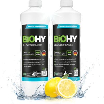 BIOHY Limpiador multiuso (2 botellas de 1 litro) Limpiador multiusos para suelos y hogar concentrado antical de aplicación universal rápido y eficaz (Allzweckreiniger) BIOHY Limpiador multiuso (2 botellas de 1 litro) Limpiador multiusos para suelos y hogar concentrado antical de aplicación universal rápido y eficaz (Allzweckreiniger)