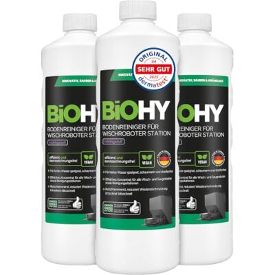 BIOHY Limpiador de suelos para robot limpiador estación con aroma primaveral (3 x 1 litro) Detergente concentrado para todos los robots limpiadores y aspiradores con función húmeda Sin espuma y BIOHY Limpiador de suelos para robot limpiador estación con aroma primaveral (3 x 1 litro) Detergente concentrado para todos los robots limpiadores y aspiradores con función húmeda Sin espuma y