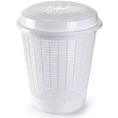 AC Cesto redondo para ropa sucia con tapa Pongotodo de plástico Cubo para colada Diseño a Rayas Fabricado en España (Blanco 50 litros 57,5 x 45,7 cm) AC Cesto redondo para ropa sucia con tapa Pongotodo de plástico Cubo para colada Diseño a Rayas Fabricado en España (Blanco 50 litros 57,5 x 45,7 cm)
