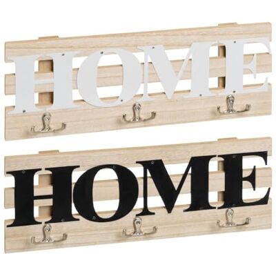 DRW Set 2 Perchas Pared con 3 Ganchos Dobles de MDF y Metal en Natural DRW Set 2 Perchas Pared con 3 Ganchos Dobles de MDF y Metal en Natural