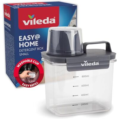 Vileda Dispensador de Detergente 1100 ml Gris – Bote Hermético para Detergente en Polvo y Líquido con Vaso Medidor – Recipiente Almacenaje Lavadora Antihumedad – Organizador Lavadero Vileda Dispensador de Detergente 1100 ml Gris – Bote Hermético para Detergente en Polvo y Líquido con Vaso Medidor – Recipiente Almacenaje Lavadora Antihumedad – Organizador Lavadero