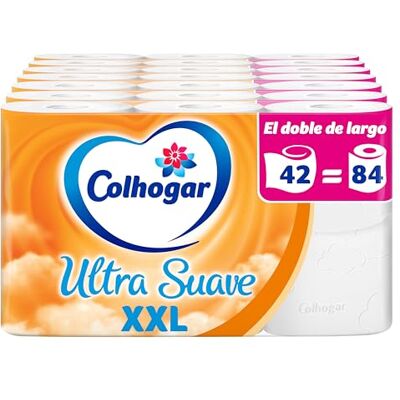 Colhogar Ultra Suave XXL 7x6 Papel Higiénico Suave Paquete con 42 Rollos Extra Grandes Papel de Baño de 2 Capas 100% Libre de Perfume Blanco Colhogar Ultra Suave XXL 7x6 Papel Higiénico Suave Paquete con 42 Rollos Extra Grandes Papel de Baño de 2 Capas 100% Libre de Perfume Blanco
