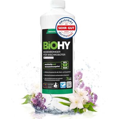 BIOHY Limpia suelos para robots de limpieza con aroma fresco a primavera (1 botella de 1 litro) Concentrado de limpieza para todos los robots de limpieza Sin espuma y sin rayas Concentrado BIOHY Limpia suelos para robots de limpieza con aroma fresco a primavera (1 botella de 1 litro) Concentrado de limpieza para todos los robots de limpieza Sin espuma y sin rayas Concentrado
