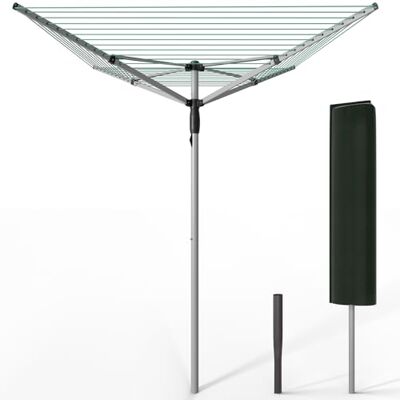 VOUNOT ® Tendedero Giratorio 45M de Cuerda Secadora de Ropa Rotativa para Exteriores 4 Brazos Sistema Tipo Paraguas Línea de Lavado Plegable con Funda y Estaca para Jardín Al Aire Libre Plateado/Verde VOUNOT ® Tendedero Giratorio 45M de Cuerda Secadora de Ropa Rotativa para Exteriores 4 Brazos Sistema Tipo Paraguas Línea de Lavado Plegable con Funda y Estaca para Jardín Al Aire Libre Plateado/Verde