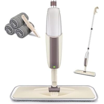 HOMTOYOU Mopa en Aerosol para Limpieza de Suelos, con una Botella Recargable y 3 Almohadillas de Microfibra Lavables, mopa húmeda y Seca para el hogar, Cocina, Madera Dura, laminada, Vinilo HOMTOYOU Mopa en Aerosol para Limpieza de Suelos, con una Botella Recargable y 3 Almohadillas de Microfibra Lavables, mopa húmeda y Seca para el hogar, Cocina, Madera Dura, laminada, Vinilo