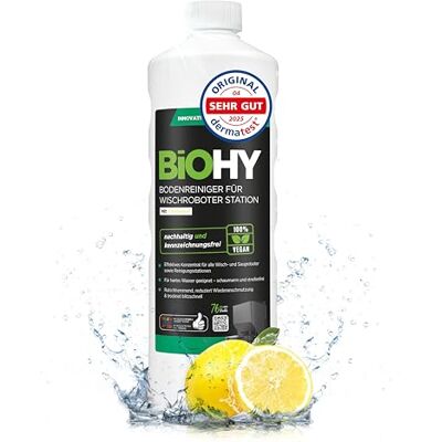 BIOHY Limpiador de suelos para robot de limpieza con aroma fresco (botella de 1 l), concentrado para todos los robots de limpieza con función húmeda, sin espuma y sin rayas, para todos los suelos BIOHY Limpiador de suelos para robot de limpieza con aroma fresco (botella de 1 l), concentrado para todos los robots de limpieza con función húmeda, sin espuma y sin rayas, para todos los suelos