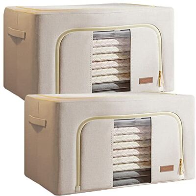 JOYBOS , Set de 2 cajas de almacenamiento de ropa, 200 l (100 x 2), plegable, en material textil JOYBOS , Set de 2 cajas de almacenamiento de ropa, 200 l (100 x 2), plegable, en material textil