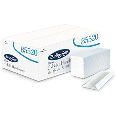 Bulky Soft BS de 85520 Toallitas de papel, C de pliegue, 2 capas, 23 cm x 31 cm), diseño de color blanco (3060 de unidades) Bulky Soft BS de 85520 Toallitas de papel, C de pliegue, 2 capas, 23 cm x 31 cm), diseño de color blanco (3060 de unidades)