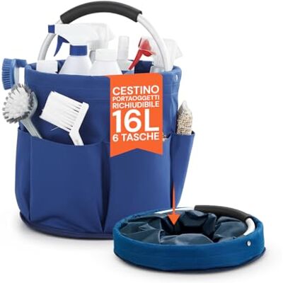 Wintem Cubo Plegable Multiusos de 16 litros para Limpieza de casa y Coche, Cubo Ahorra Espacio con Bolsillos organizadores, Uso doméstico y Exterior, Material Impermeable y Resistente Wintem Cubo Plegable Multiusos de 16 litros para Limpieza de casa y Coche, Cubo Ahorra Espacio con Bolsillos organizadores, Uso doméstico y Exterior, Material Impermeable y Resistente