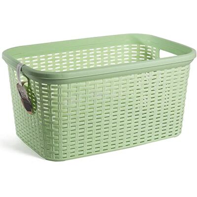AC Cesta Colada Rectangular de plástico Fabricado en España Capidad de 35 litros Estilo Mimbre 53,5 x 36 x 26,5 cm Color Verde Pastel AC Cesta Colada Rectangular de plástico Fabricado en España Capidad de 35 litros Estilo Mimbre 53,5 x 36 x 26,5 cm Color Verde Pastel